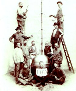Cross from town tower in Třebíč from year 1862 during reconstruction in year 1905