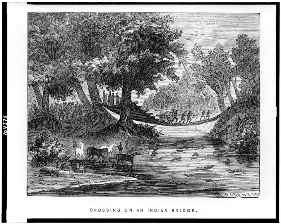 Crossing on an Indian bridge - J.W. Orr, N.Y. LCCN91794198