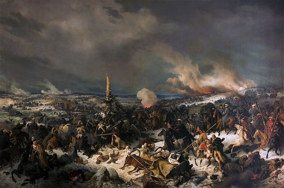 Crossing the Berezina River on 17 (29) November 1812, (by Peter von Hess)