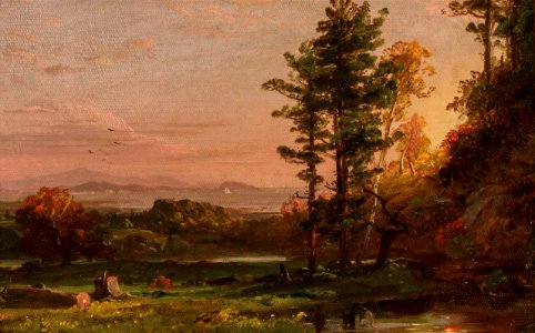 View of the Hudson by Jasper Francis Cropsey, 1856. Free illustration for personal and commercial use.