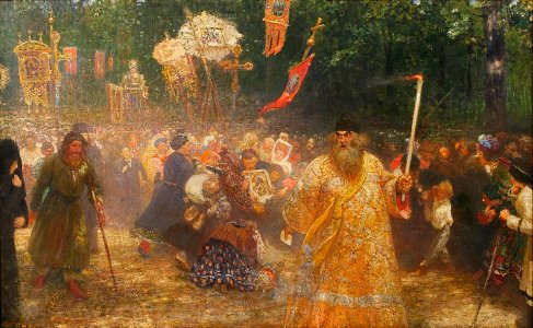 Crucession in Oak wood by Ilya Repin (Gradets-Kralov) - detail
