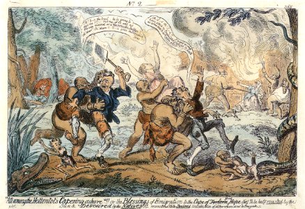 Cruikshank All among the Hottentots capering to shore 1820. Free illustration for personal and commercial use.