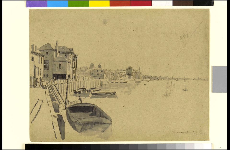 Crowley's Wharf, Greenwich, in February 1825 RMG PY0113