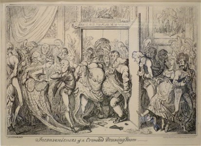 George Cruikshank - Inconvenience of a Crouded Drawing Room, 1818. Free illustration for personal and commercial use.