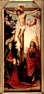 Crucifixión, de un seguidor del Maestro de Astorga (Museo Lázaro Galdiano, Madrid). Free illustration for personal and commercial use.
