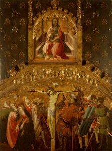 Crucifixión, del Maestro del Burgo de Osma (Museo de Bellas Artes de Valencia). Free illustration for personal and commercial use.