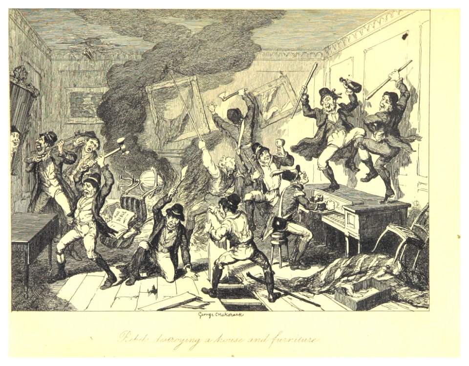 MAXWELL(1845) p447 Rebels destroying a House and Furniture