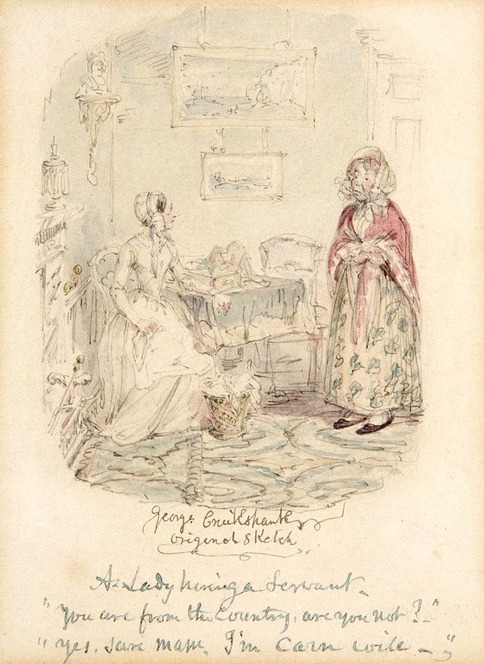 George Cruikshank A lady hiring a servant