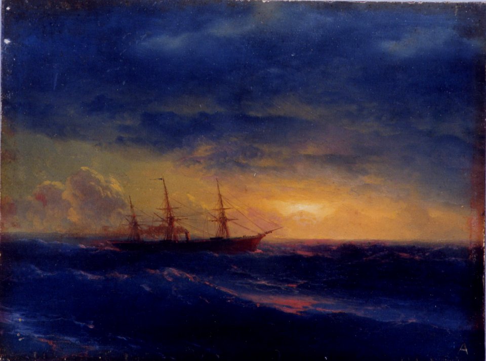 Cruiser in the sea at night (Aivazovsky)