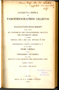 Crusius Analecta critica ad paroemiographos Graecos
