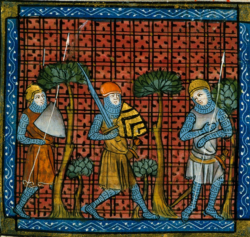 Crusaders, from Chroniques de France ou de St Denis, 14th century (22716450535). Free illustration for personal and commercial use.