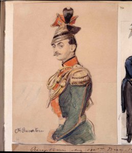 Cte Revertera. Porträtt på en man i uniform. Fritz von Dardel - Nordiska Museet - NMA.0037334