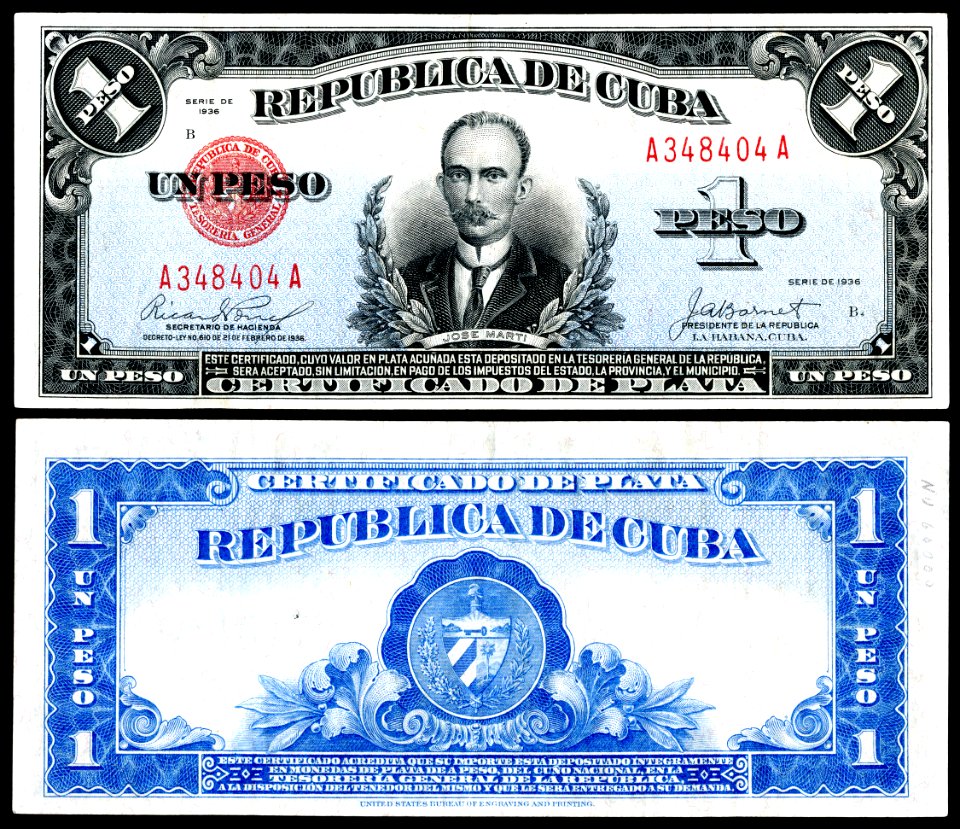 CUB-69b-República de Cuba-one silver peso (1936)