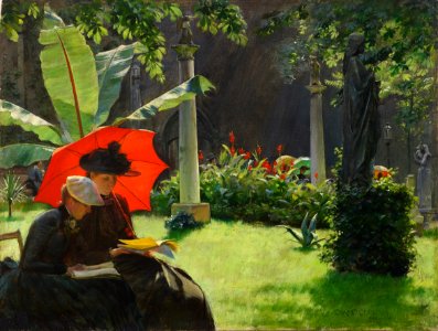 Charles Courtney Curran, 1889 - Afternoon in the Cluny Garden, Paris
