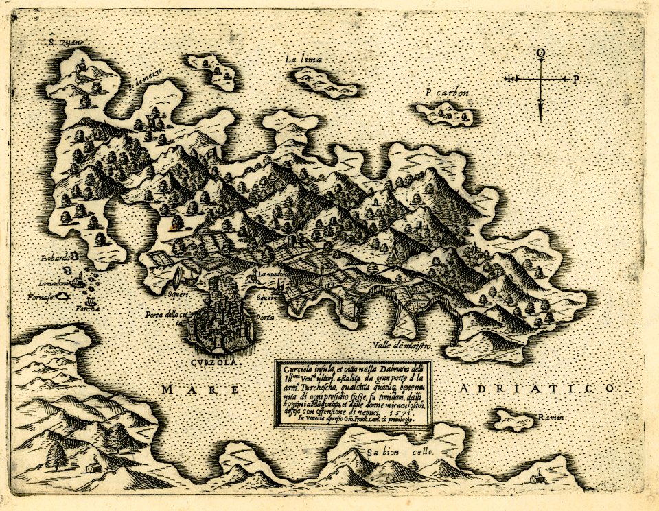Curciola insula et citta nella Dalmatia - Camocio Giovanni Francesco - 1574