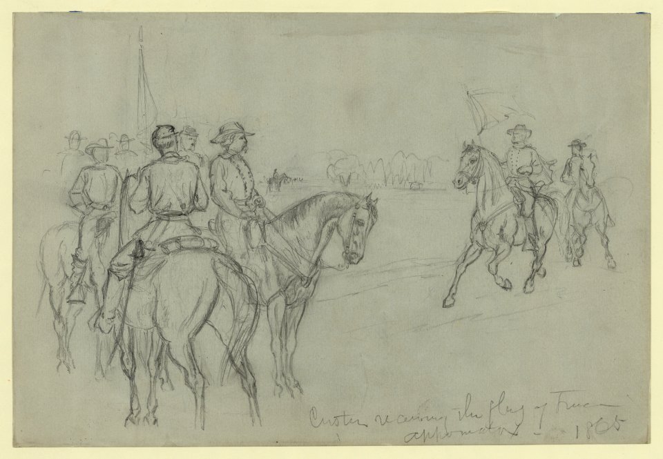Custer receiving the flag of truce-Appomatox (sic)-1865 LCCN2004660263