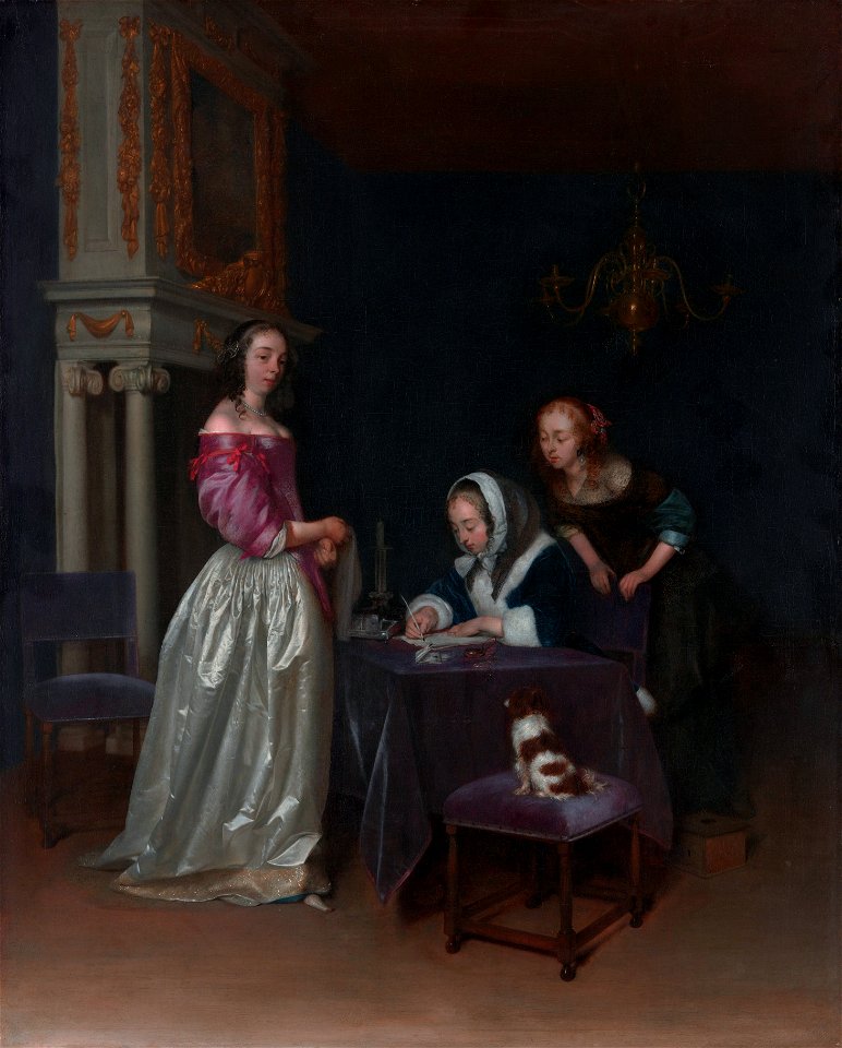 Curiosity, by Gerard ter Borch the Younger. Free illustration for personal and commercial use.