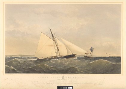 Cutter Yacht Sphinx, 47 Tons off Southsea. Winning the Albert Cup 1866 RMG PY8767