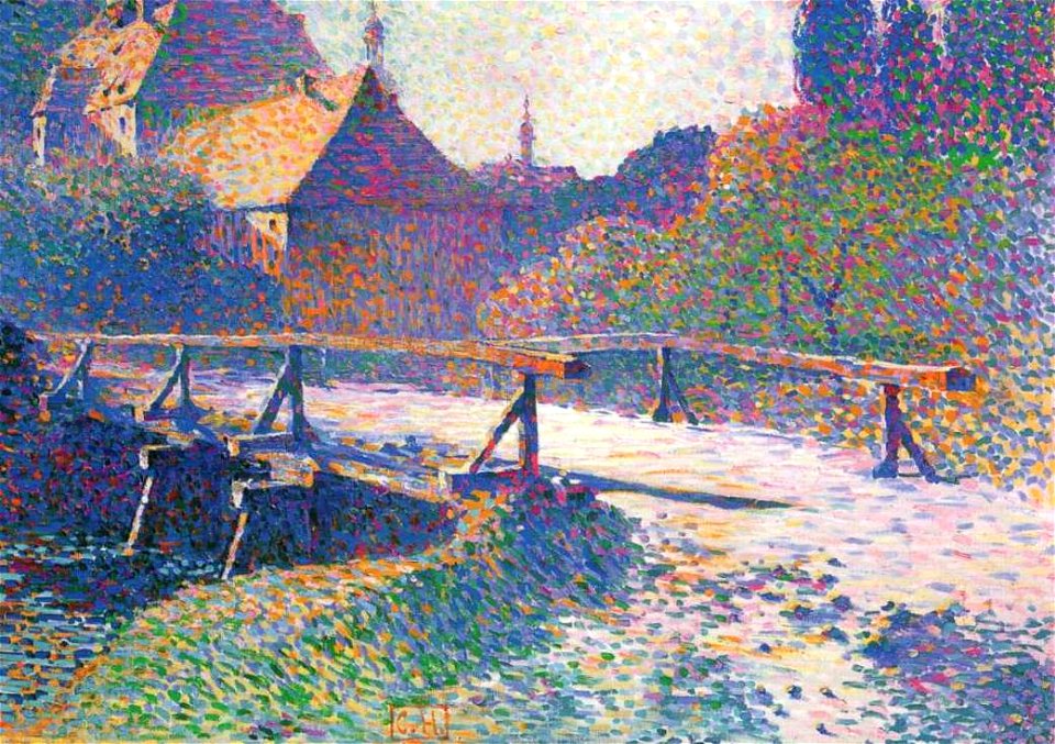 Curt Herrmann - Sommermorgen (Alte Holzbrücke in Pretzfeld)