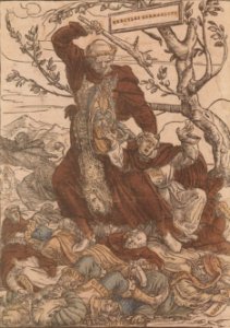 Cut from Luther as Hercules Germanicus, by Hans Holbein the Younger