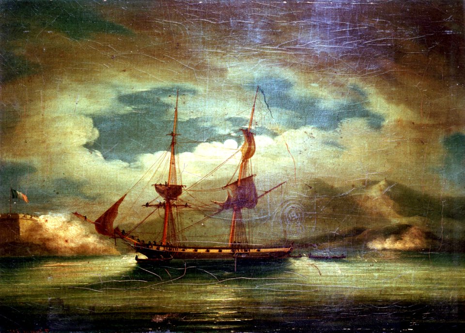 Cutting out the 'Curieux' at Martinique, 3 February 1804 RMG BHC0537