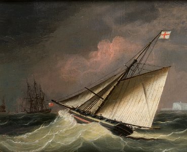 Attributed to Thomas Buttersworth - A Cutter in a swell. Free illustration for personal and commercial use.