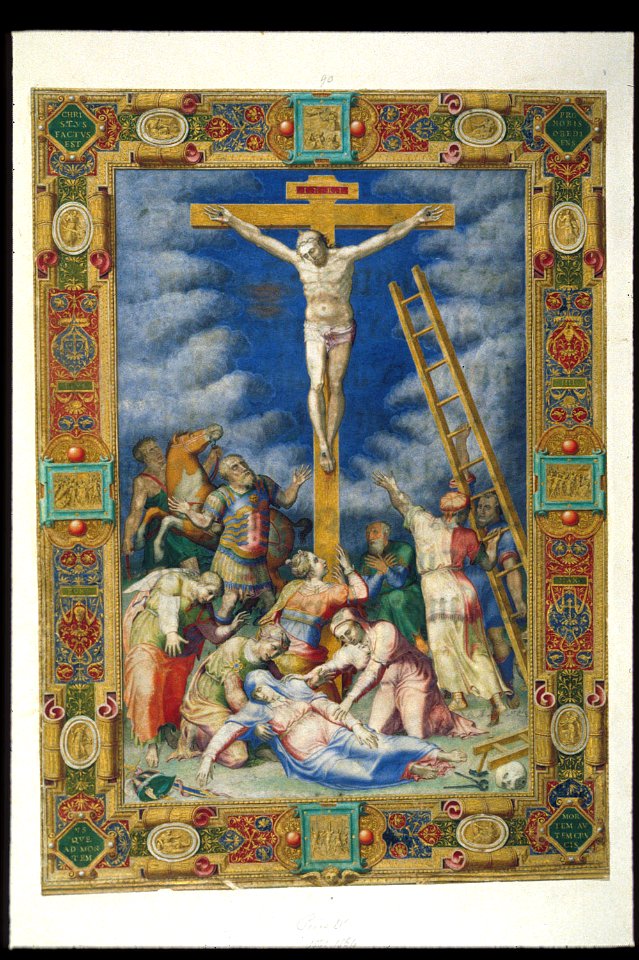Cuttings from service books of Pius IV by Apollonio de' Bonfratelli - BL Add.21412, ff.90 (Crucifixion)
