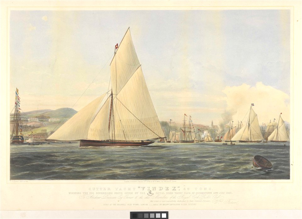 Cutter Yacht Vindix, 45 Tons Winning the 100 Sovereigns Prize given by the Royal Cork Yacht Club at Queenstown 23rd July 1863 RMG PY8752