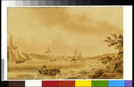 Cutters under sail in a river, probably the Bristol Avon RMG PW5907