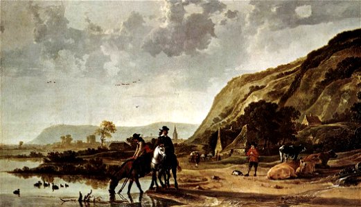 Large River Landscape with Horsemen c1655 Aelbert Cuyp