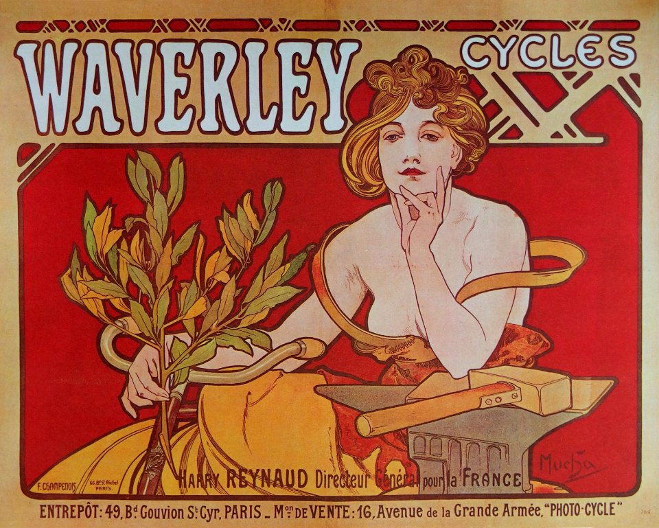 Cycles Waverley affiche Mucha 1898