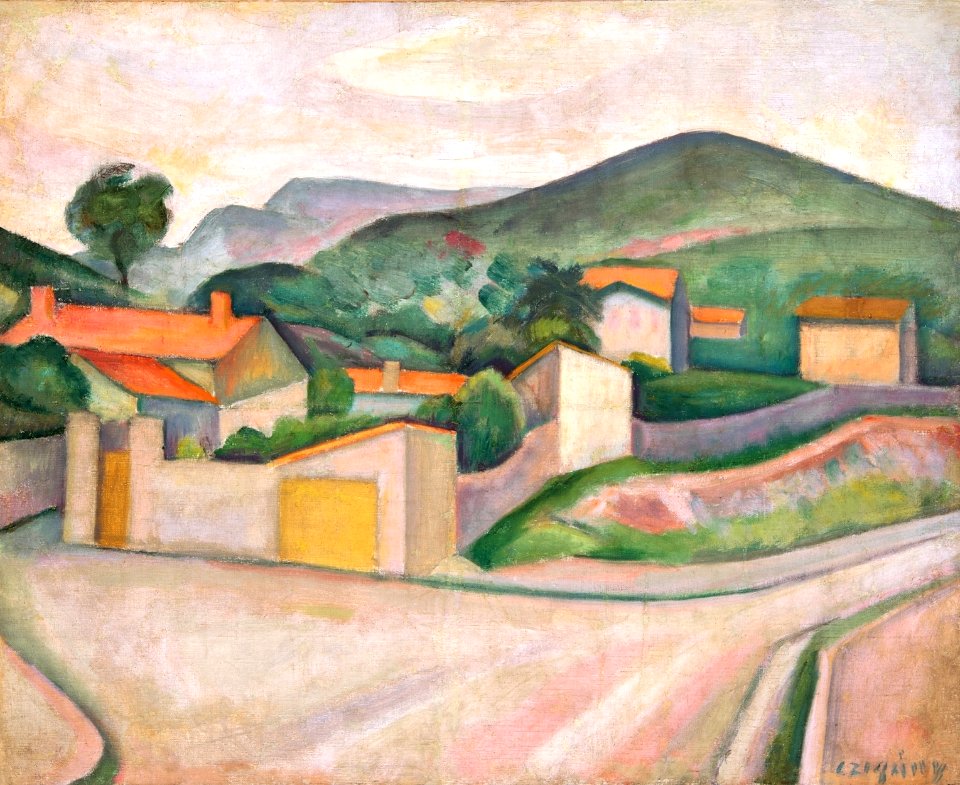 Czigány Dezső - 1930 körül - Dombos táj házakkal