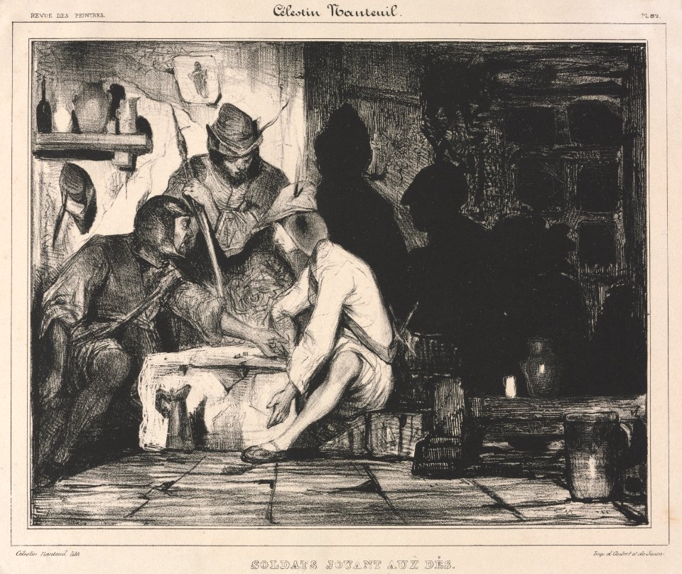 Célestin François Nanteuil (French, 1813-1873), Aubert ^ Junca - Soldiers Playing Dice - 2008.189 - Cleveland Museum of Art