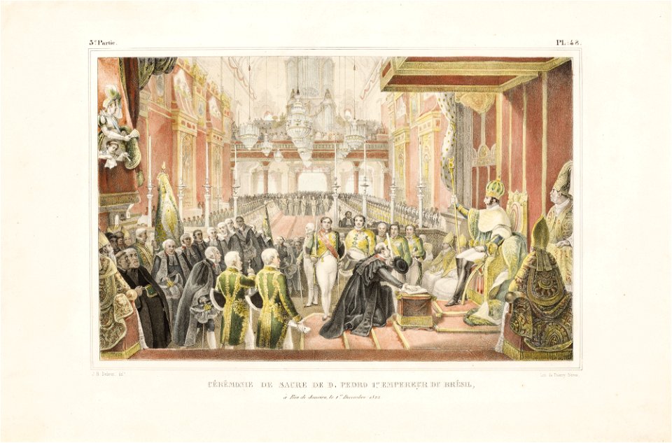 Cérémonie de sacre de D. Pedro 1,,er Empereur du Brésil, à Rio de Janeiro, le 1,,er Decembre 1822, da Coleção Brasiliana Iconográfica