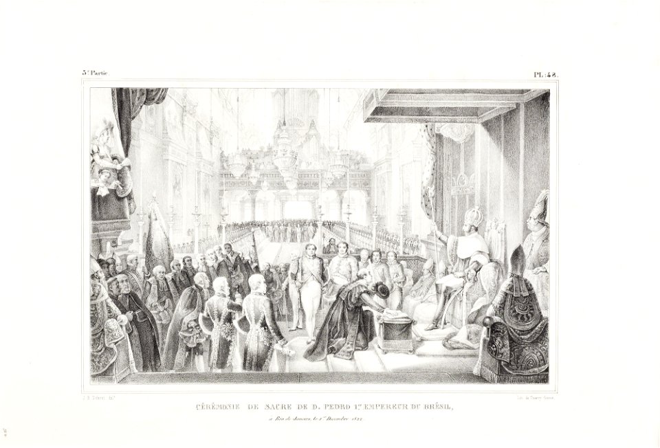 Cérémonie de sacre de D. Pedro 1er,, Empereur du Brésil, à Rio de Janeiro, le 1er,, Decembre 1822, da Coleção Brasiliana Iconográfica