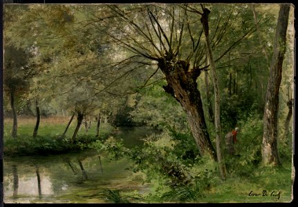 César de Cock - Stream through the Forest - 23.484 - Museum of Fine Arts. Free illustration for personal and commercial use.