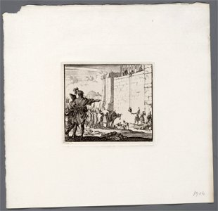 De in de tempel opgesloten Joodse priesters trachten zich voor het paasfeest van offerdieren te voorzien, objectnr A 47923