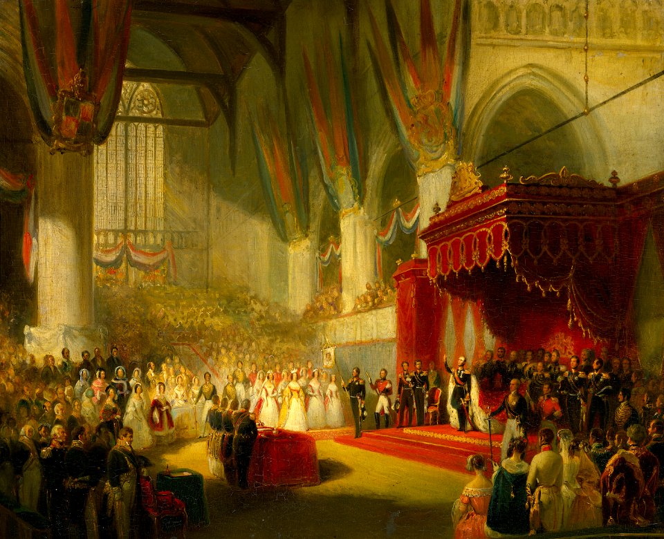 De inhuldiging van koning Willem II in de Nieuwe Kerk te Amsterdam, 28 november 1840 Rijksmuseum SK-A-3852