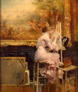 Dagnan-Bouveret - Jeune Femme-aquarelliste au Louvre - Hermitage