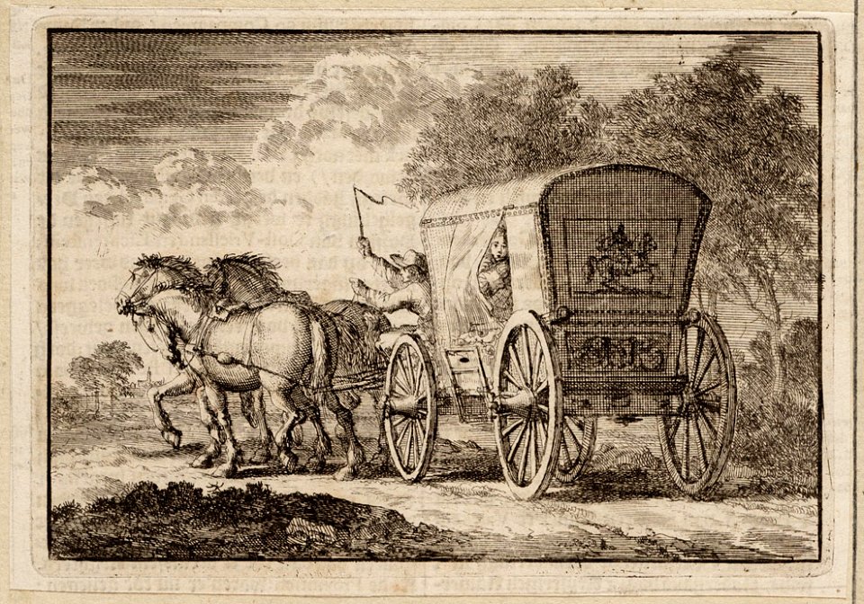 De in Den Haag door De Mortaigne geschaakte Catharina van Orléans wordt per rijtuig naar Kuilenburg gebracht