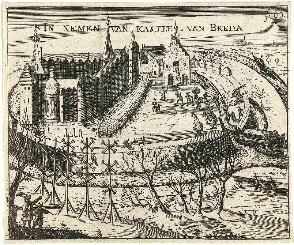 De inname van het kasteel van Breda met het turfschip in 1590 - The capture of Breda castle in 1590 (Bartholomeus Willemsz. Dolendo)