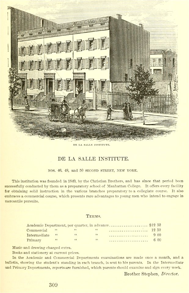 De La Salle Institute, New York City, Valentine's Manual
