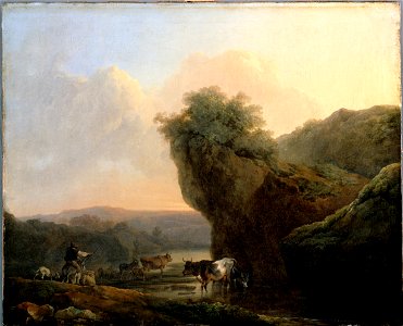 De Loutherbourg, Philippe Jacques - Landscape with Cattle - Google Art Project. Free illustration for personal and commercial use.