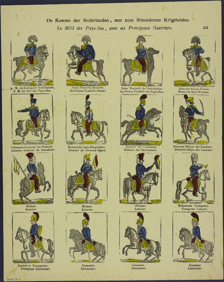 De Koning der Nederlanden, met zijne bijzonderste krijgshelden-Catchpenny print-Borms 0179