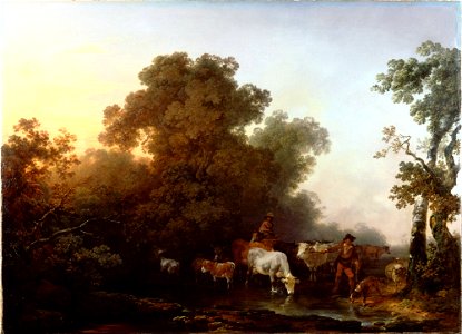 De Loutherbourg, Philippe Jacques - Landscape with Cattle and Figures - Google Art Project. Free illustration for personal and commercial use.