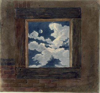 De maan en wolken, gezien door een venster, Balthasar Jooss, SA Delft, inv.nr. 69211