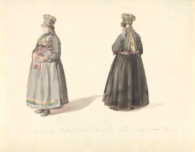 Johan Christian Dahl - Costume studies, Tinn in Telemark - Telemarksbrud - Nasjonalmuseet - NG.K&H.B.02836