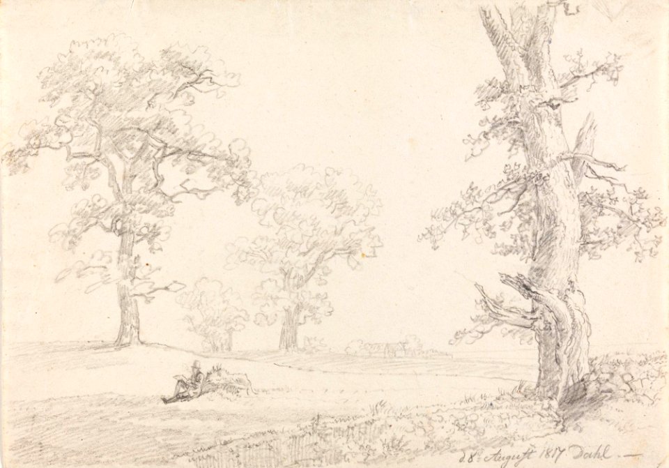 Johan Christian Dahl - Landskap med sittende figur - Nasjonalmuseet - NG.K&H.B.01883