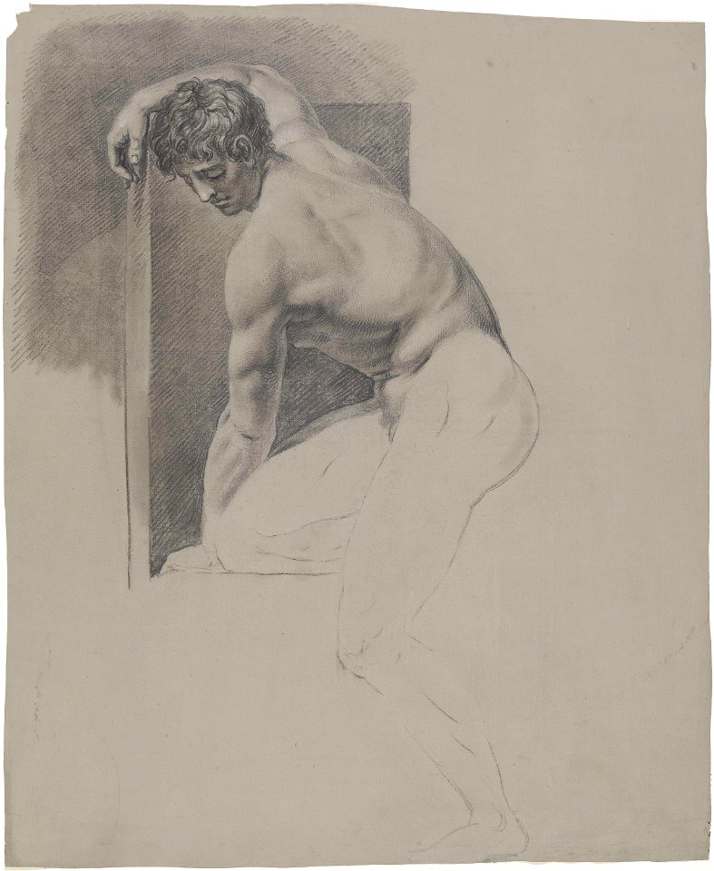 Johan Christian Dahl - Mannsakt, lent mot en skjerm - Nasjonalmuseet - NG.K&H.B.02619