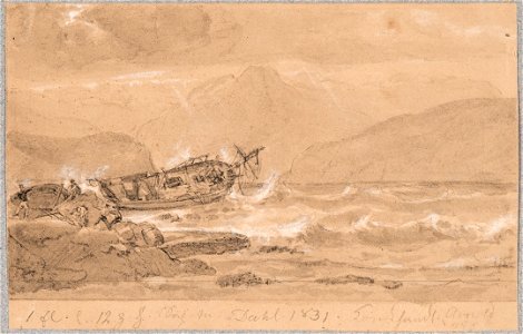 Johan Christian Dahl - Stranded Ship - Strandet skip - KODE Art Museums and Composer Homes - BB.B.00581
